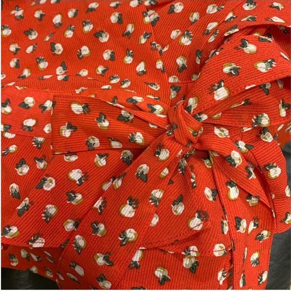 HEARTLOOM Blouse Red Blake wrap Bow Tie Waist Spring Blouse Size XS - Picture 7 of 8